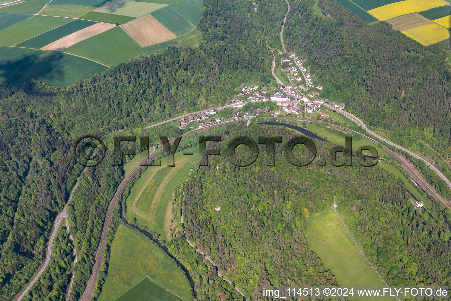 Aerial view of Thalhausen in the state Baden-Wuerttemberg, Germany