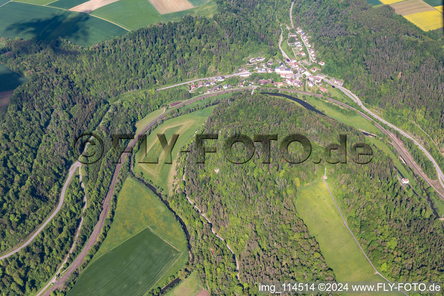 Aerial photograpy of District Talhausen in Epfendorf in the state Baden-Wuerttemberg, Germany