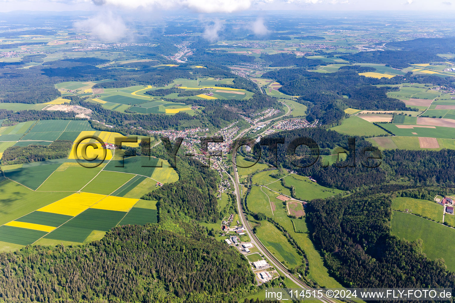 Oblique view of Epfendorf in the state Baden-Wuerttemberg, Germany