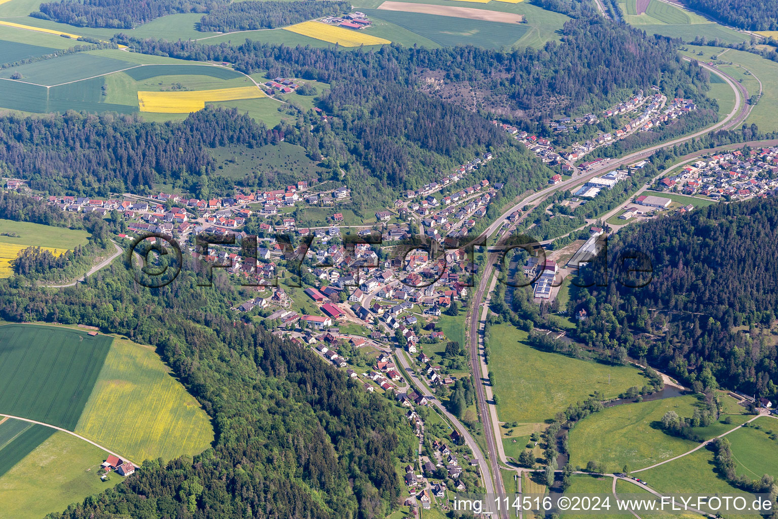 Epfendorf in the state Baden-Wuerttemberg, Germany from above