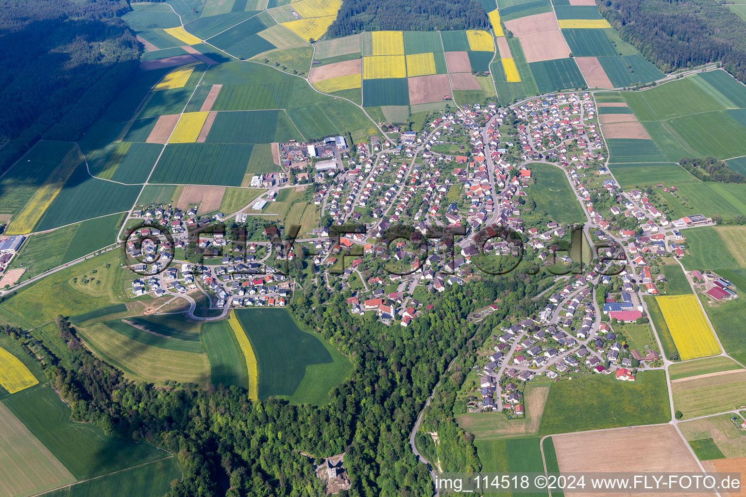 Aerial photograpy of District Herrenzimmern in Bösingen in the state Baden-Wuerttemberg, Germany