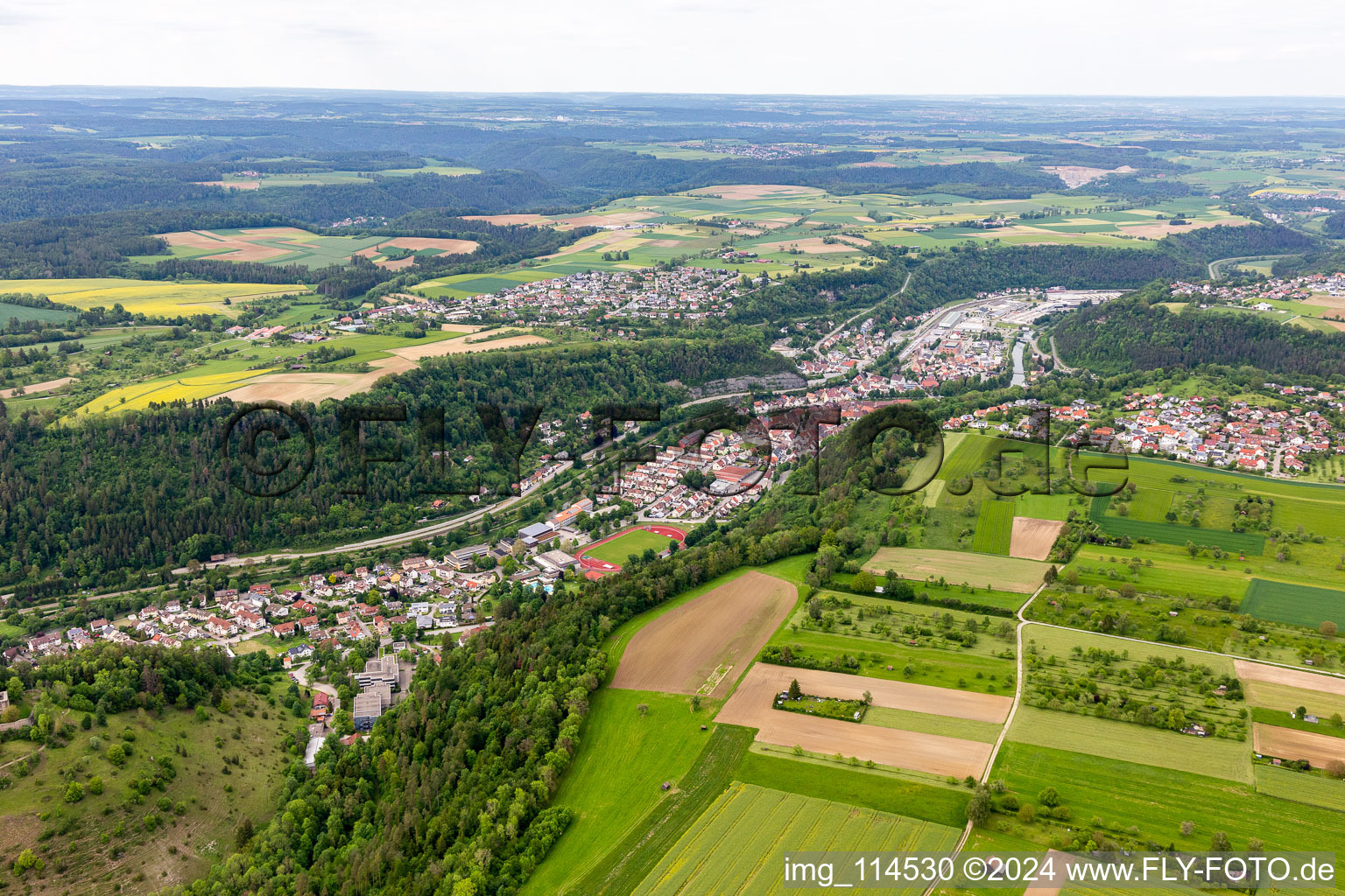 Aerial view of Sulz am Neckar in the state Baden-Wuerttemberg, Germany