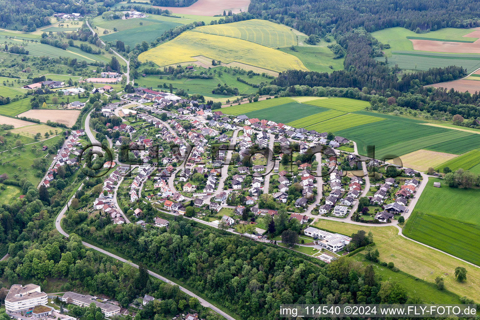 Sulz am Neckar in the state Baden-Wuerttemberg, Germany seen from above