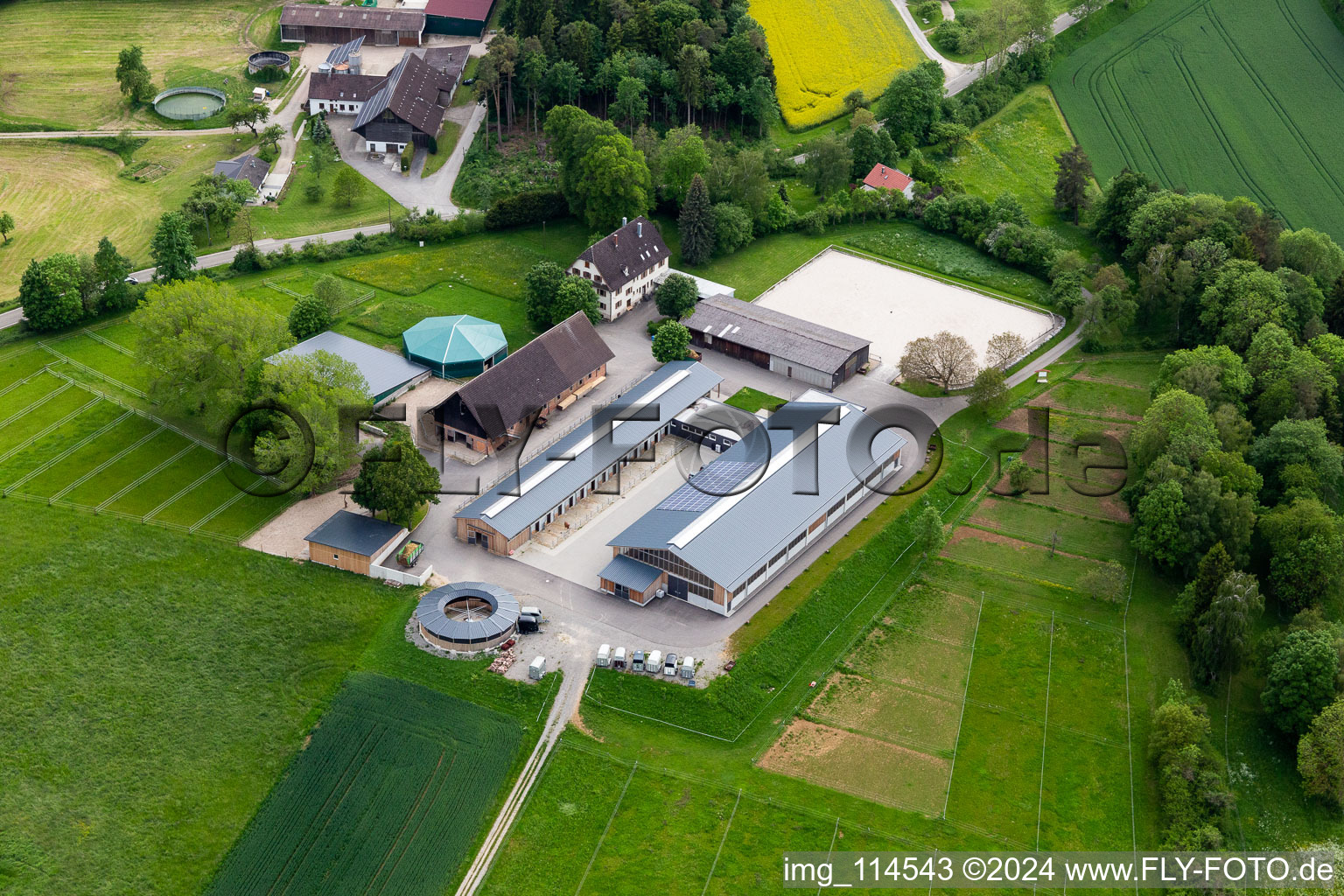 Homestead of a horse farm with Marstall and Longe in Sulz am Neckar in the state Baden-Wurttemberg, Germany