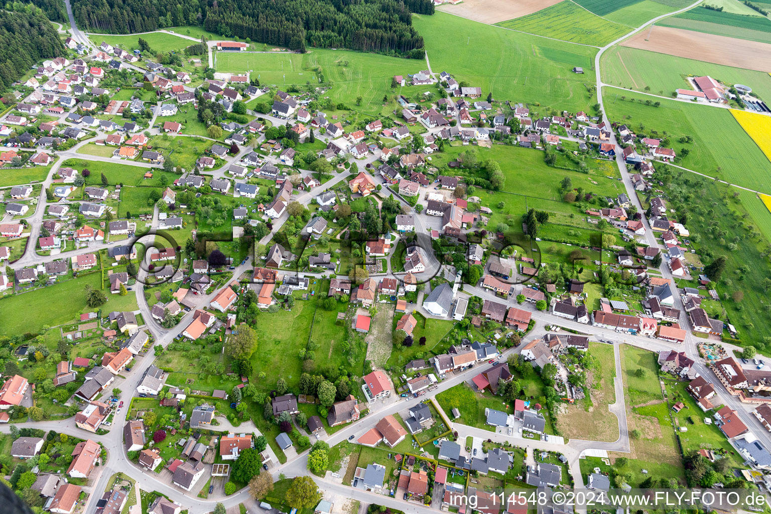 Aerial view of Dornhan in the state Baden-Wuerttemberg, Germany