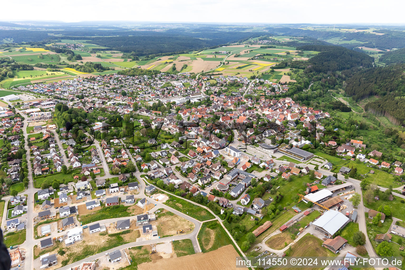 Oblique view of Dornhan in the state Baden-Wuerttemberg, Germany