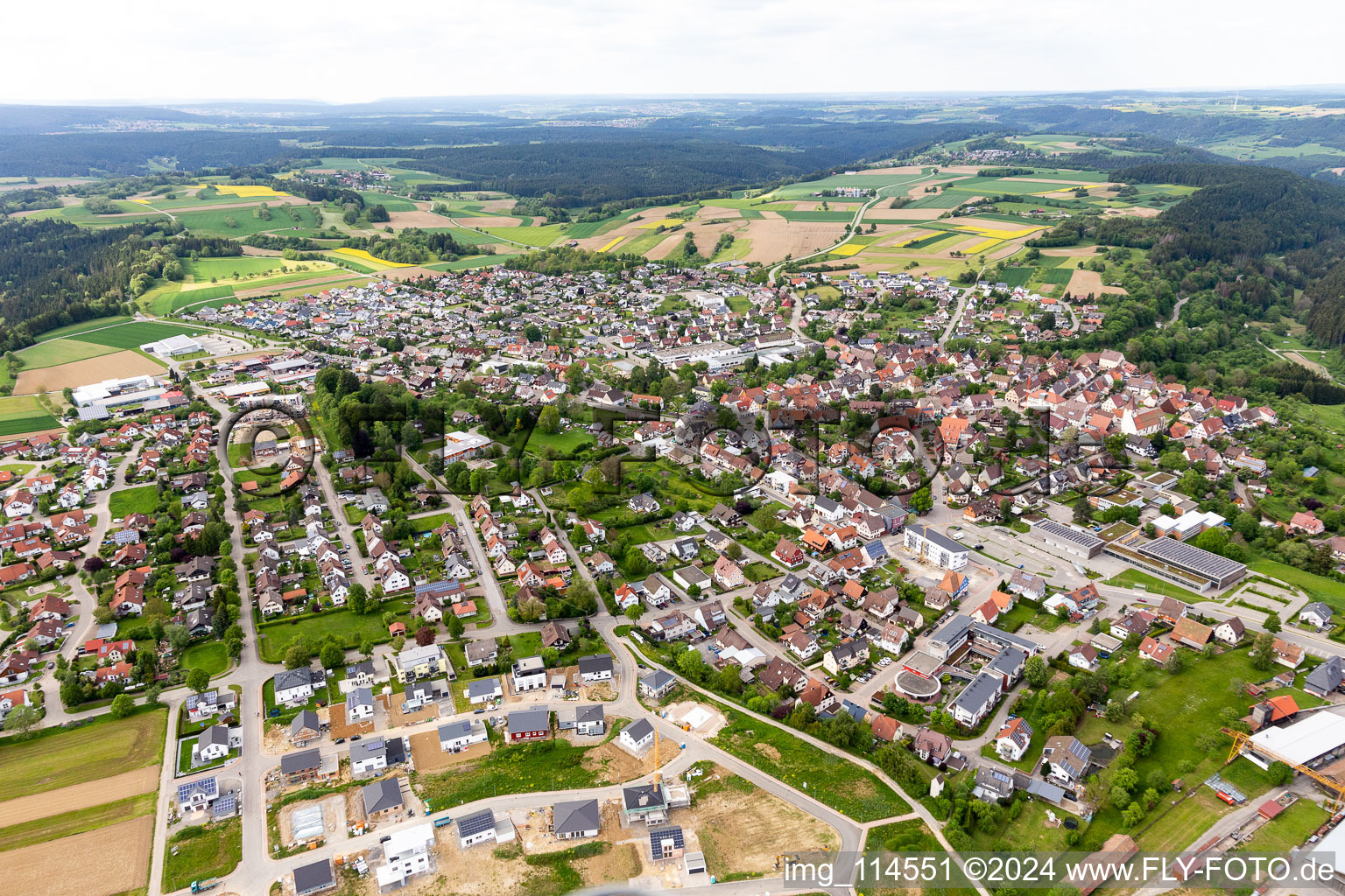 Dornhan in the state Baden-Wuerttemberg, Germany from above