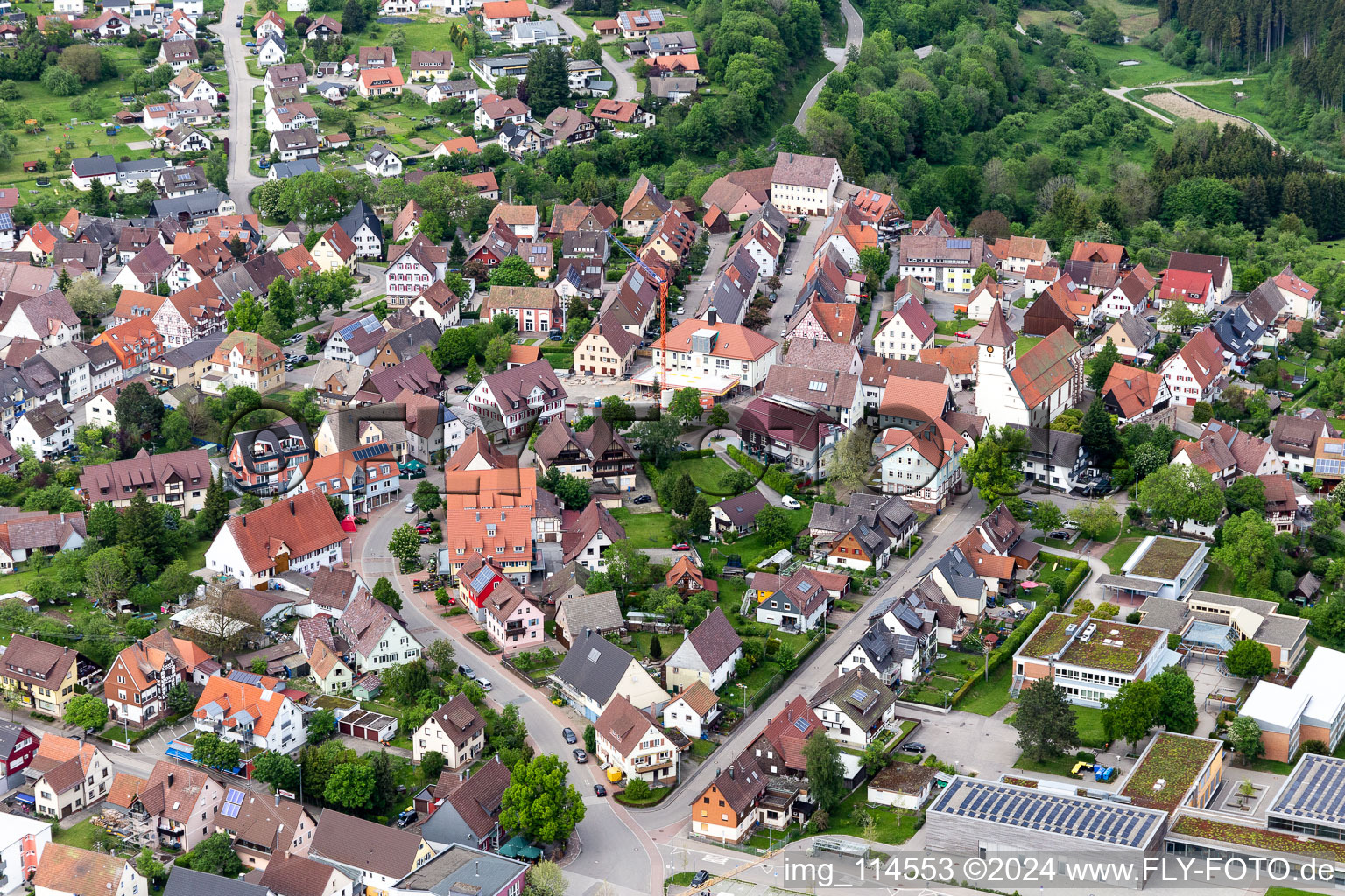 Dornhan in the state Baden-Wuerttemberg, Germany seen from above