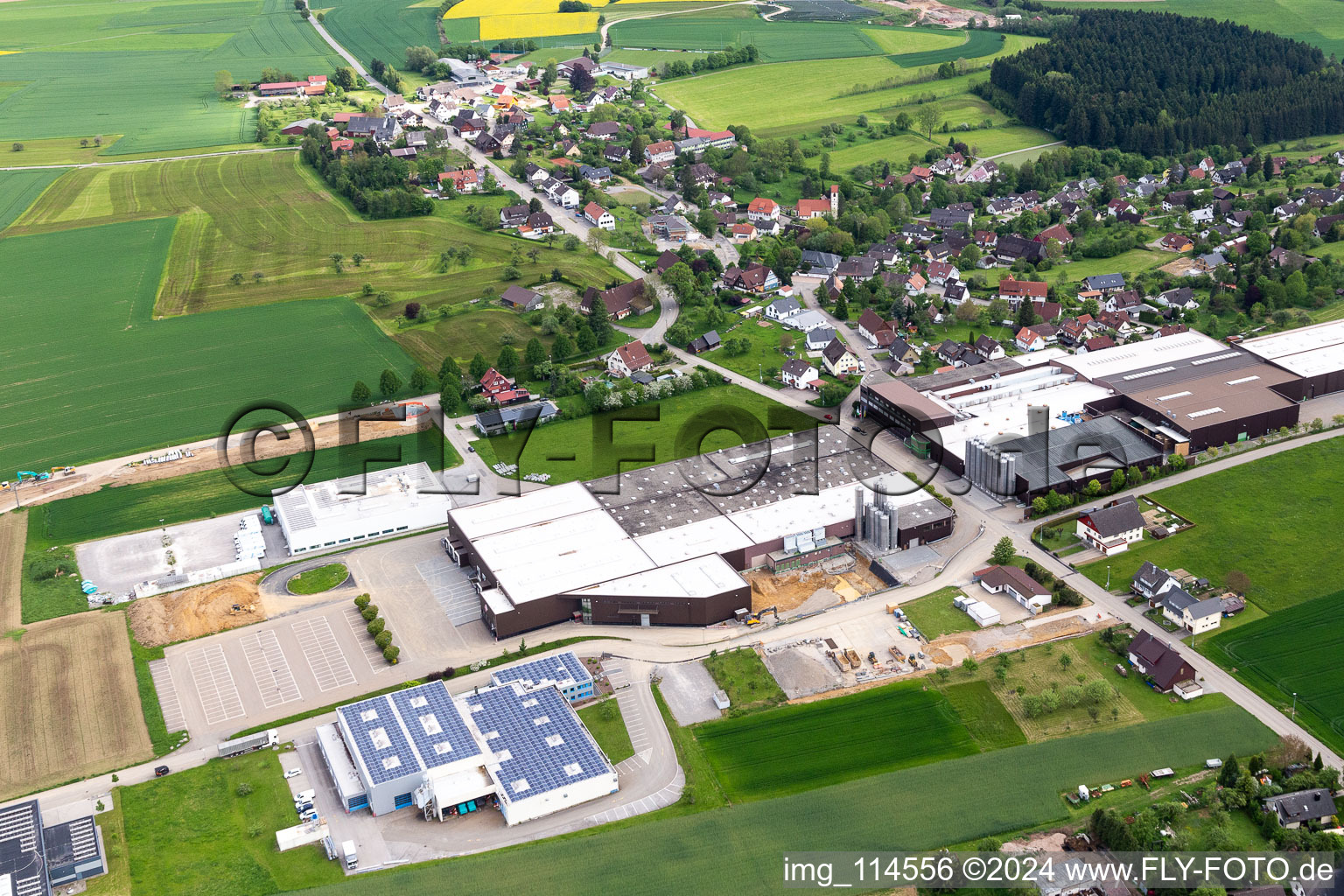 Aerial view of GFV Locking Technology GmbH in Alpirsbach in the state Baden-Wuerttemberg, Germany