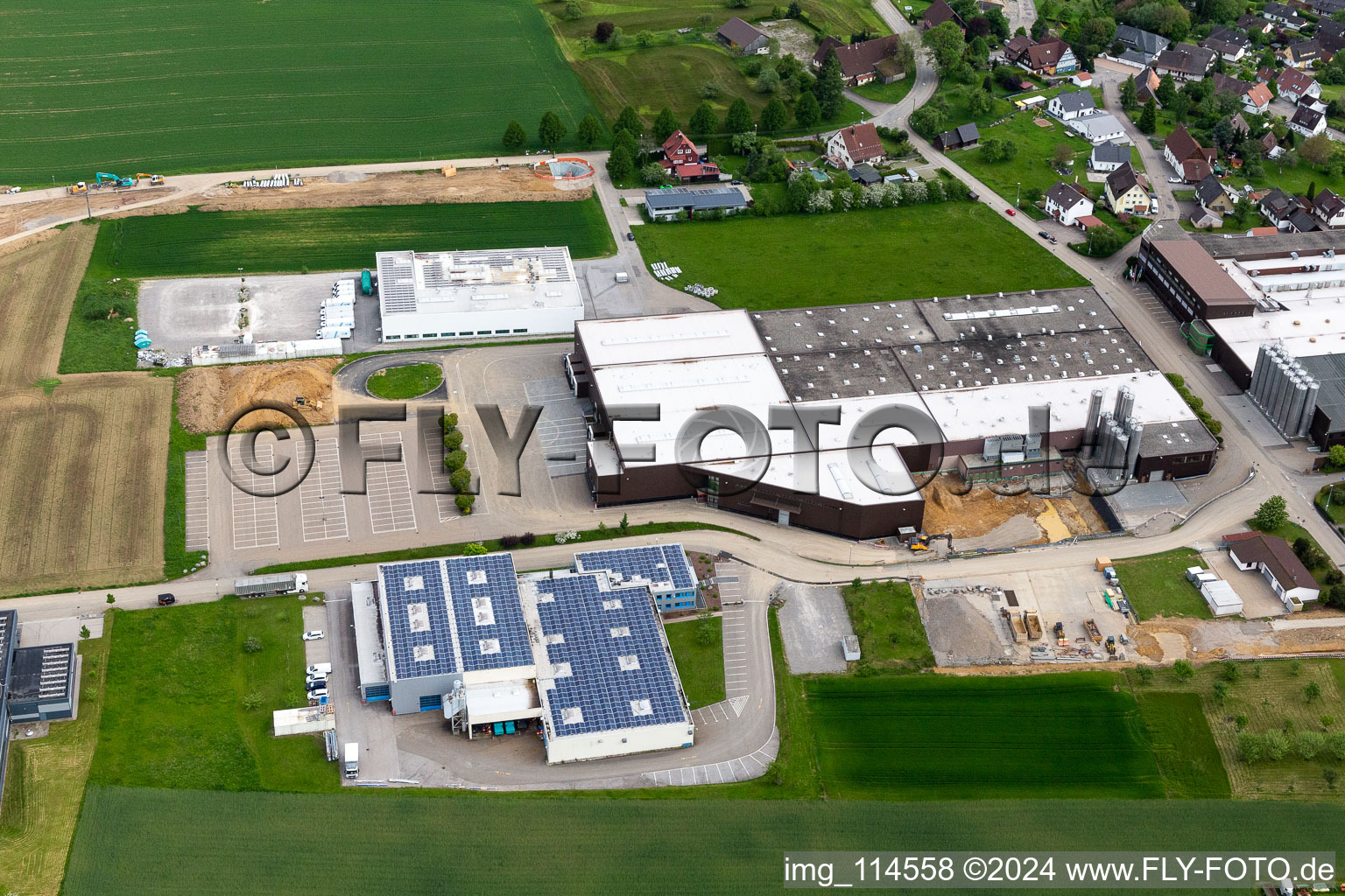 Building and production halls on the premises of Arp GmbH & Co. KG in Alpirsbach in the state Baden-Wurttemberg, Germany