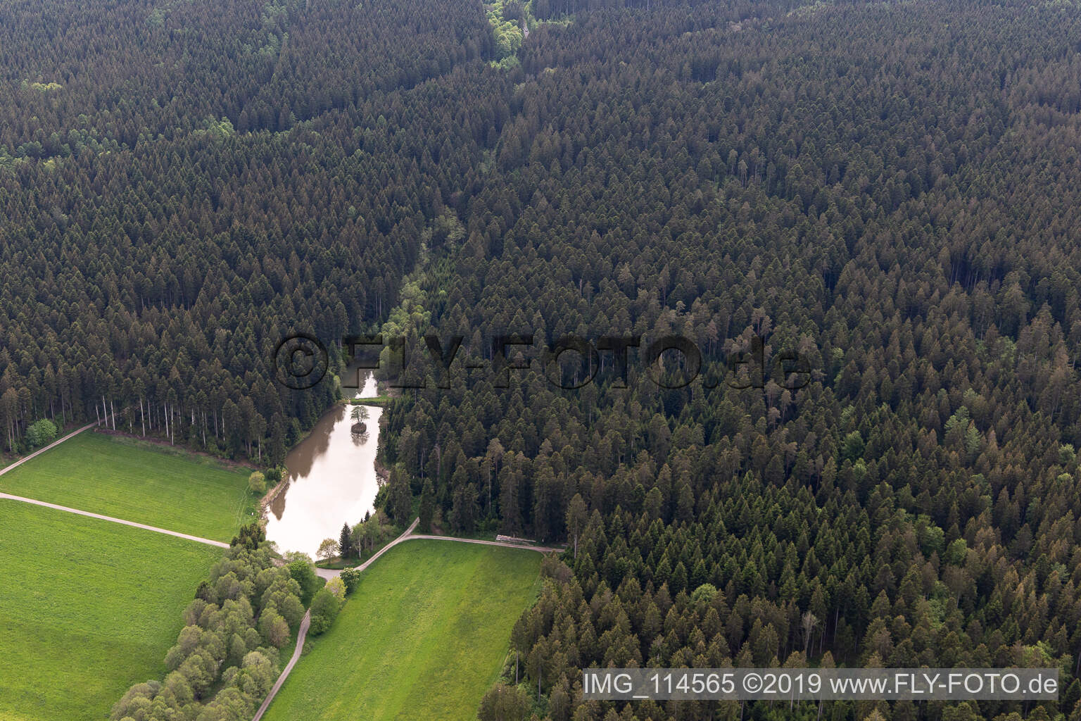 Aerial view of Staffelbach in Fluorn-Winzeln in the state Baden-Wuerttemberg, Germany