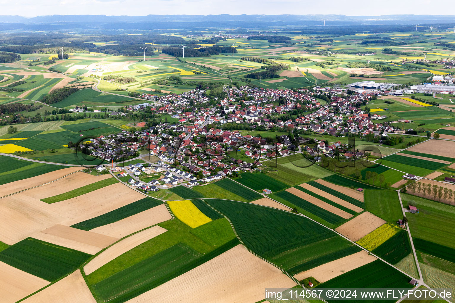 Aerial view of District Waldmössingen in Schramberg in the state Baden-Wuerttemberg, Germany