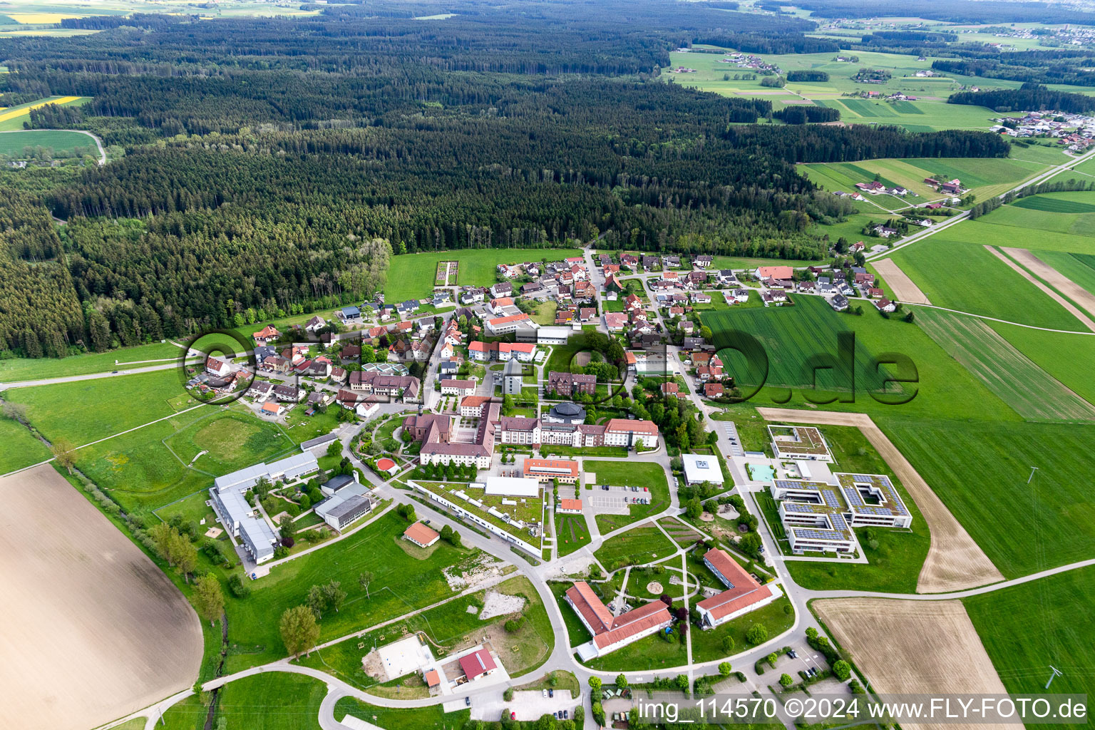 Aerial view of St. Francis Foundation Heiligenbronn in the district Heiligenbronn in Schramberg in the state Baden-Wuerttemberg, Germany