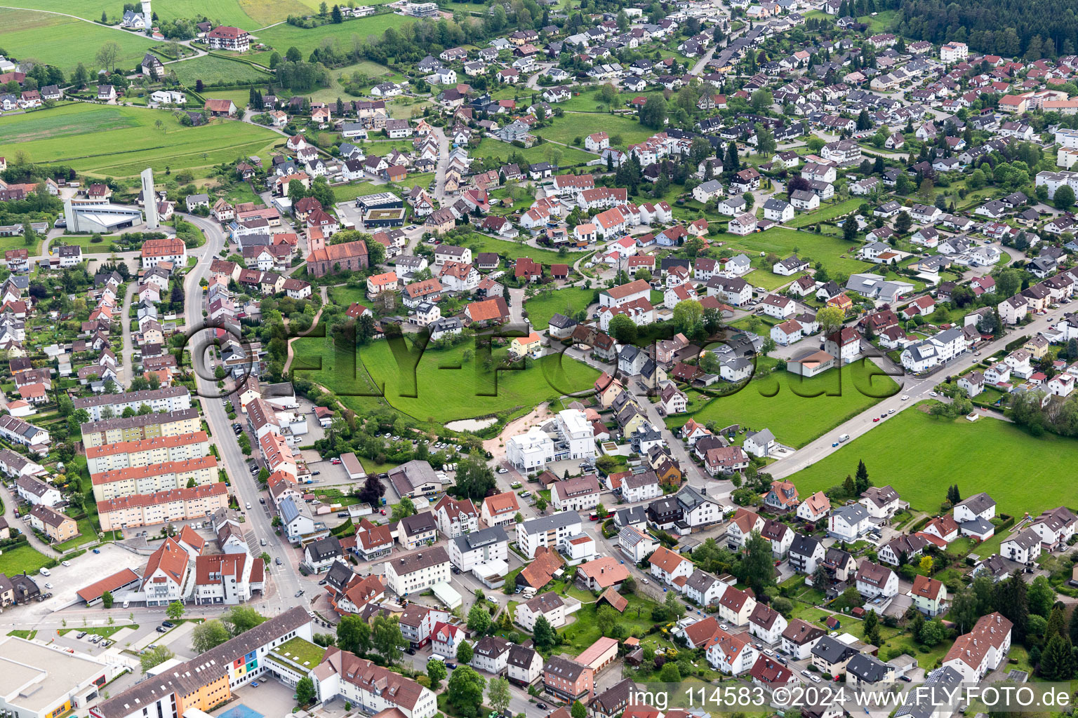 Aerial view of District Sulgen in Schramberg in the state Baden-Wuerttemberg, Germany