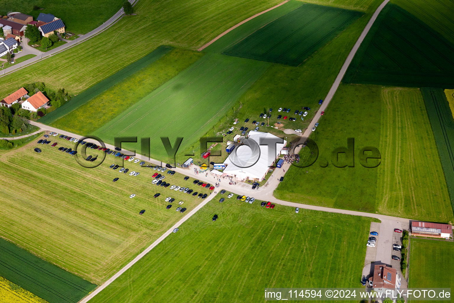 Aerial view of District Lackendorf in Dunningen in the state Baden-Wuerttemberg, Germany