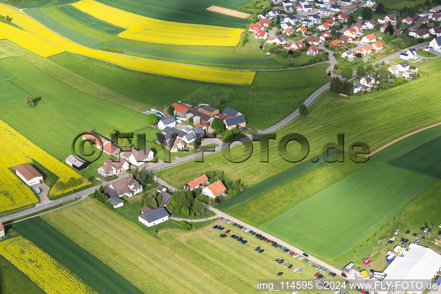 Aerial photograpy of District Lackendorf in Dunningen in the state Baden-Wuerttemberg, Germany