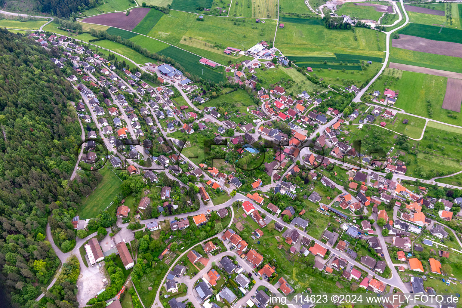 Epfendorf in the state Baden-Wuerttemberg, Germany from the plane