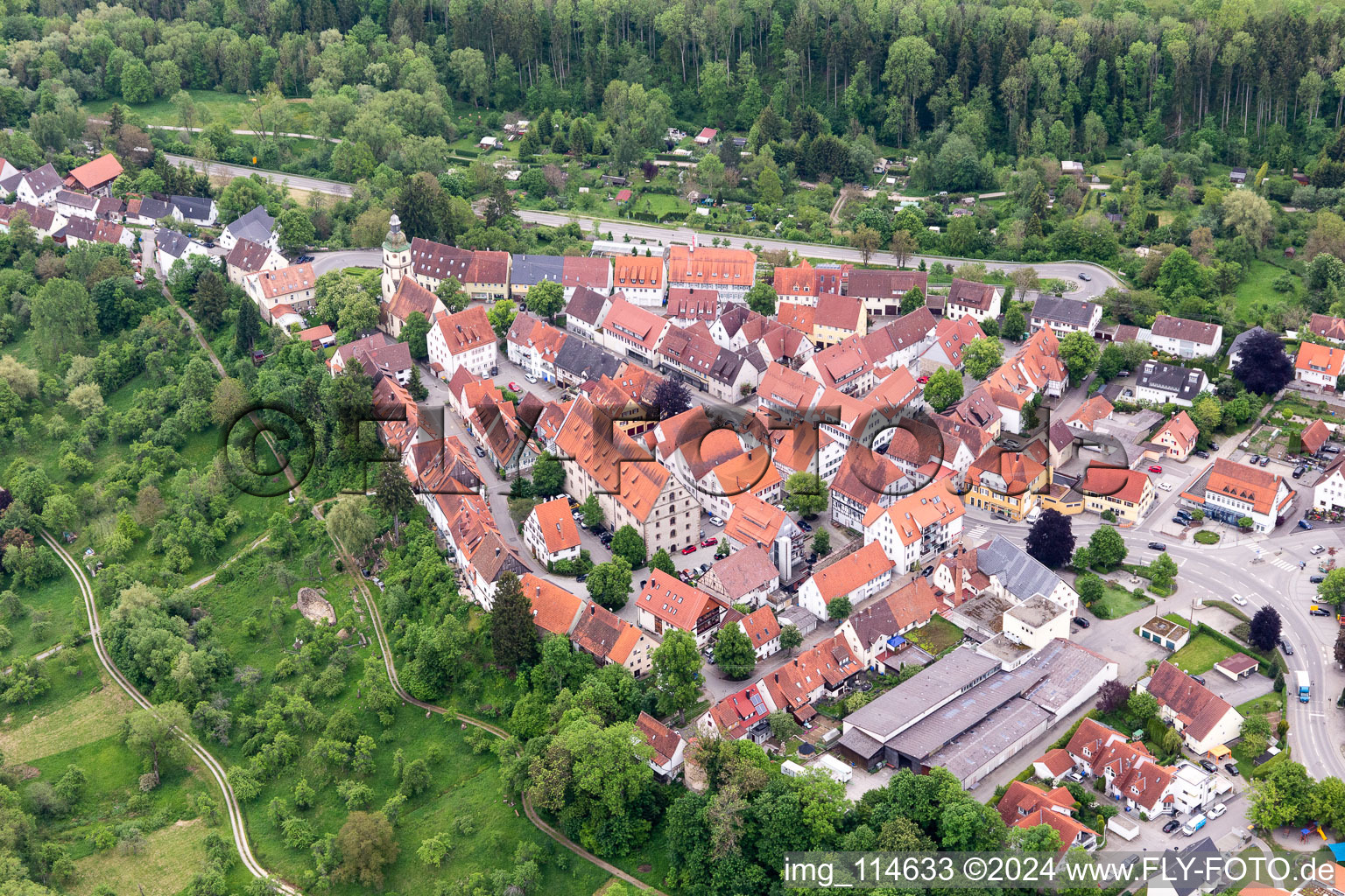 Aerial photograpy of Rosenfeld in the state Baden-Wuerttemberg, Germany