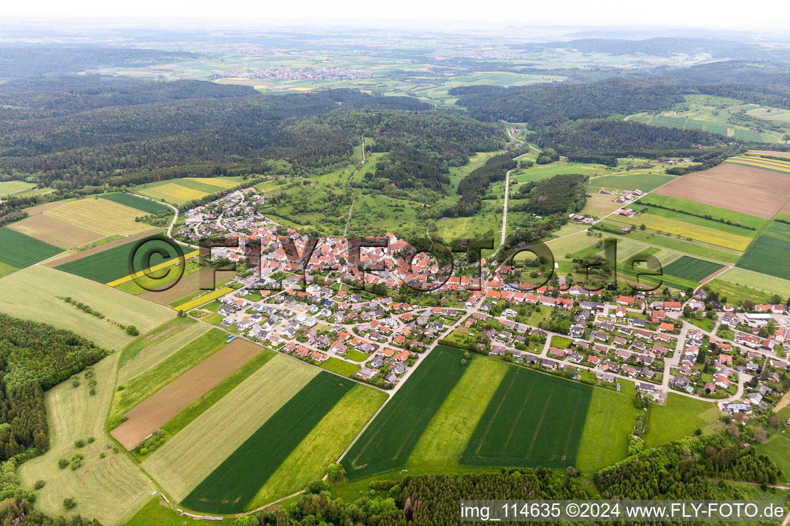 Aerial view of District Binsdorf in Geislingen in the state Baden-Wuerttemberg, Germany