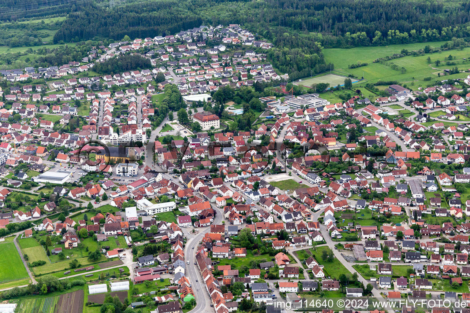 Aerial view of Geislingen in the state Baden-Wuerttemberg, Germany