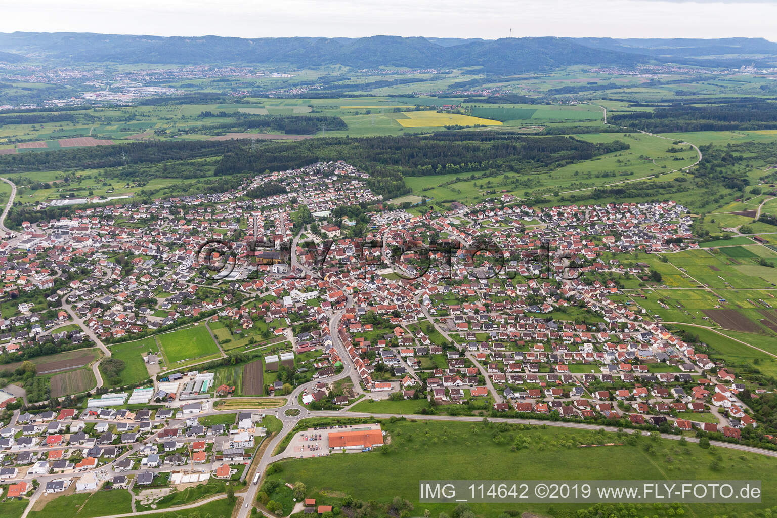 Geislingen in the state Baden-Wuerttemberg, Germany from the plane