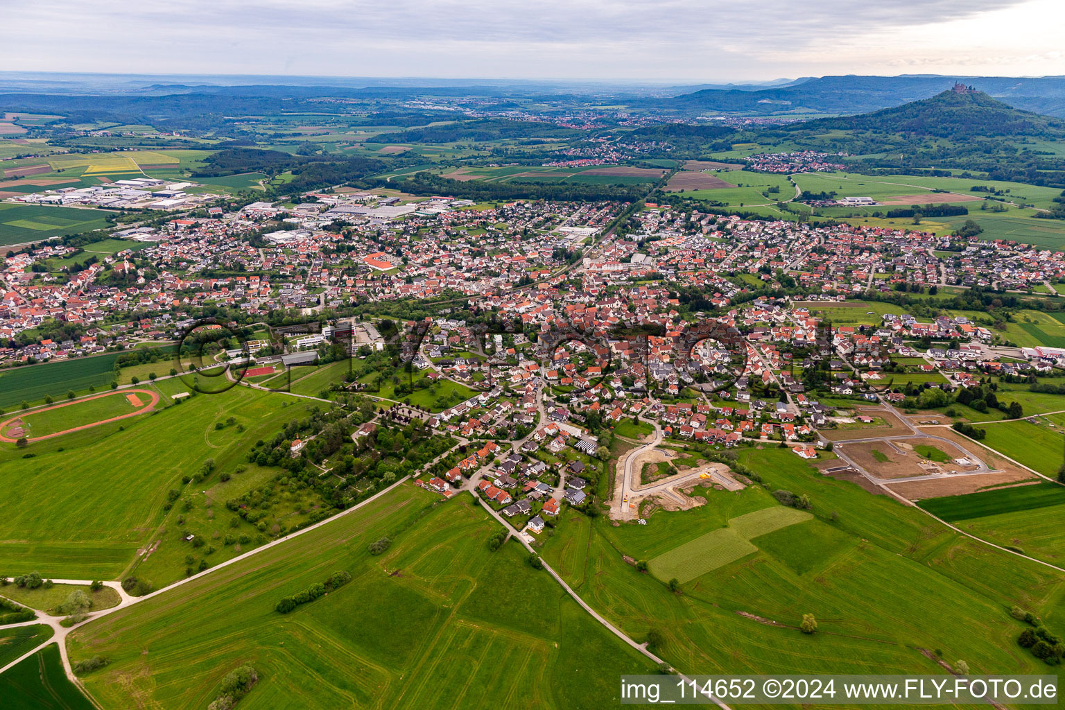 City area with outside districts and inner city area in Bisingen in the state Baden-Wurttemberg, Germany