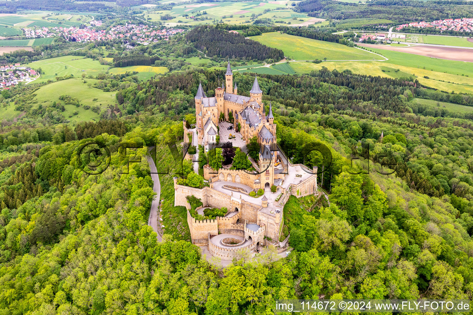 Hohenzollern Castle in the district Boll in Hechingen in the state Baden-Wuerttemberg, Germany