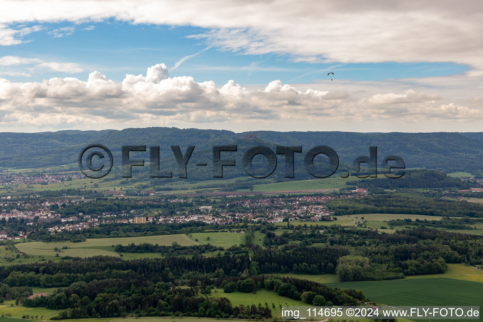 Oblique view of Hechingen in the state Baden-Wuerttemberg, Germany