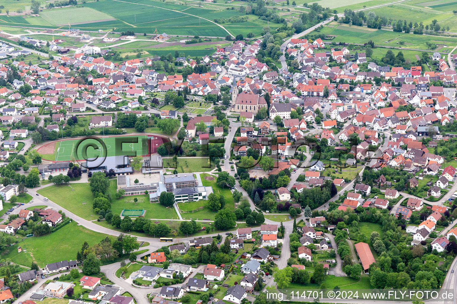 Aerial photograpy of Rangendingen in the state Baden-Wuerttemberg, Germany