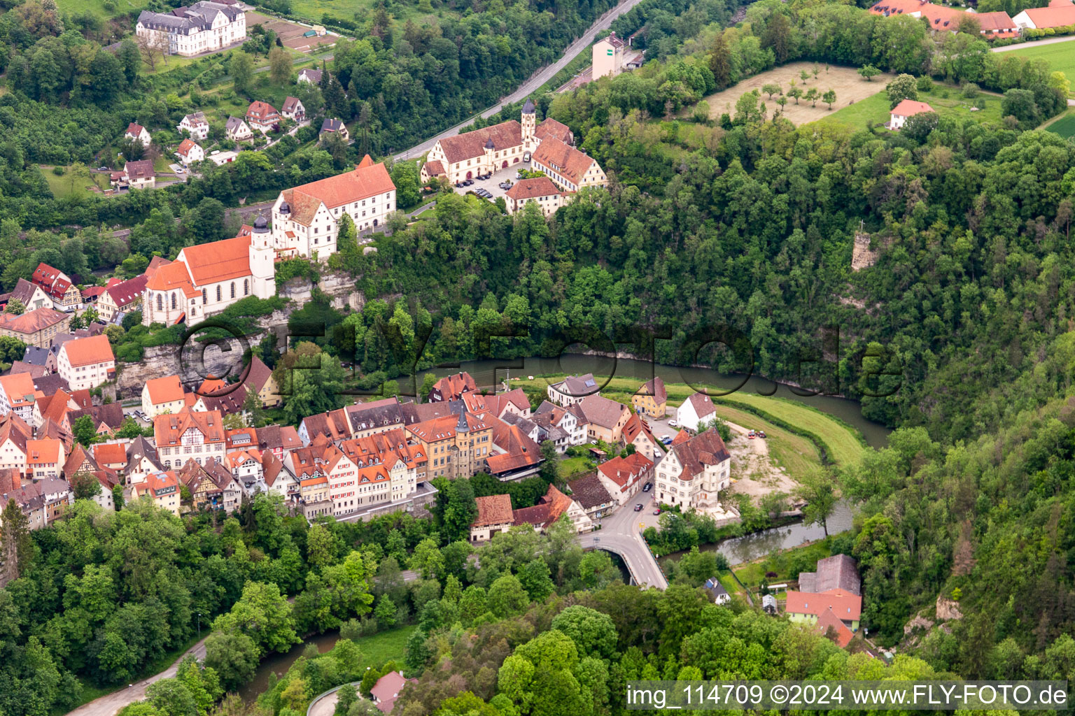 Aerial photograpy of Haigerloch in the state Baden-Wuerttemberg, Germany