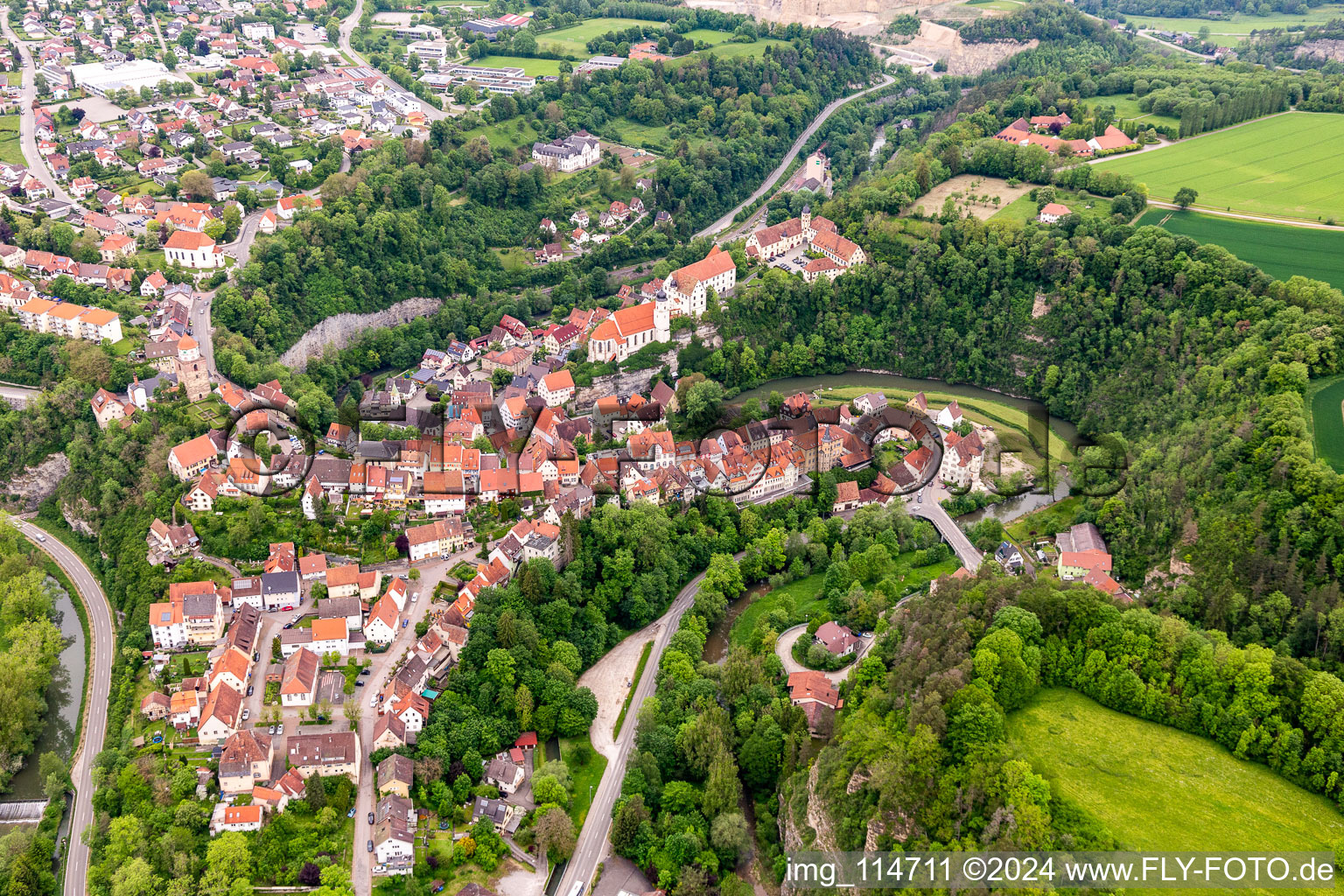 Haigerloch in the state Baden-Wuerttemberg, Germany from above