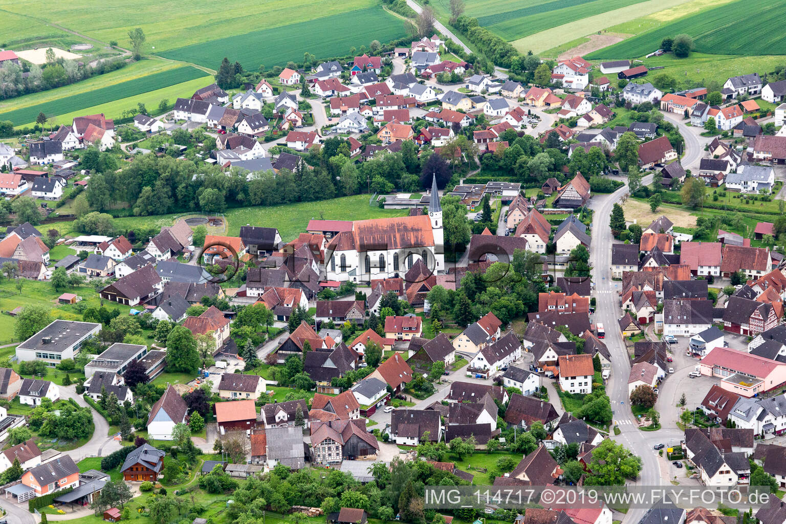 Aerial view of Gruol in the state Baden-Wuerttemberg, Germany