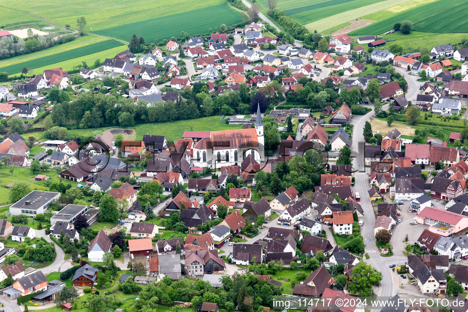 Aerial view of Gruol in the state Baden-Wuerttemberg, Germany