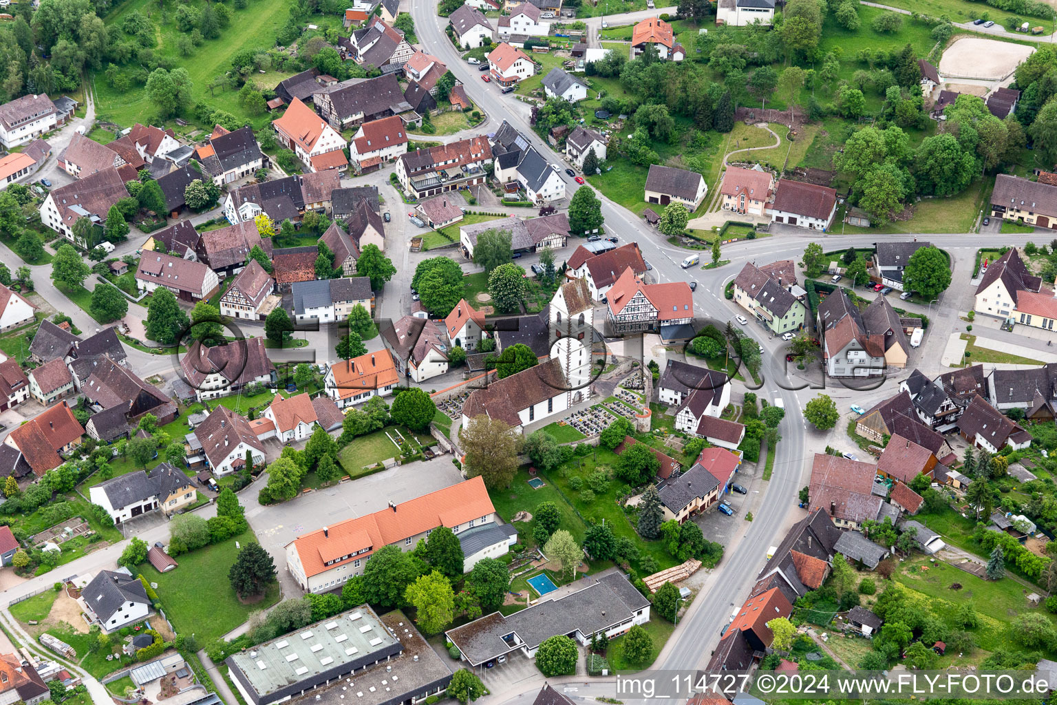 Aerial view of District Bergfelden in Sulz am Neckar in the state Baden-Wuerttemberg, Germany