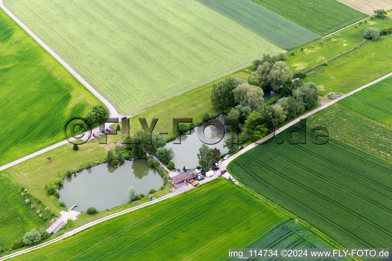 Aerial view of Aspachgraben in Vöhringen in the state Baden-Wuerttemberg, Germany