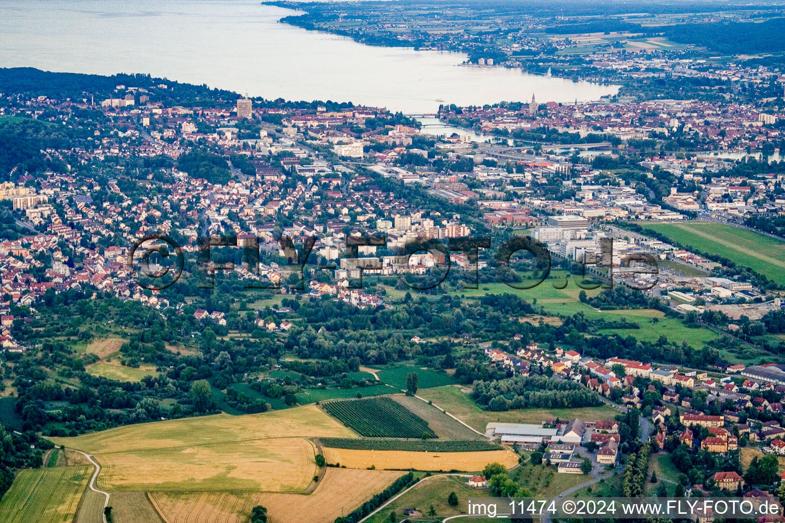 From the northwest in the district Wollmatingen in Konstanz in the state Baden-Wuerttemberg, Germany