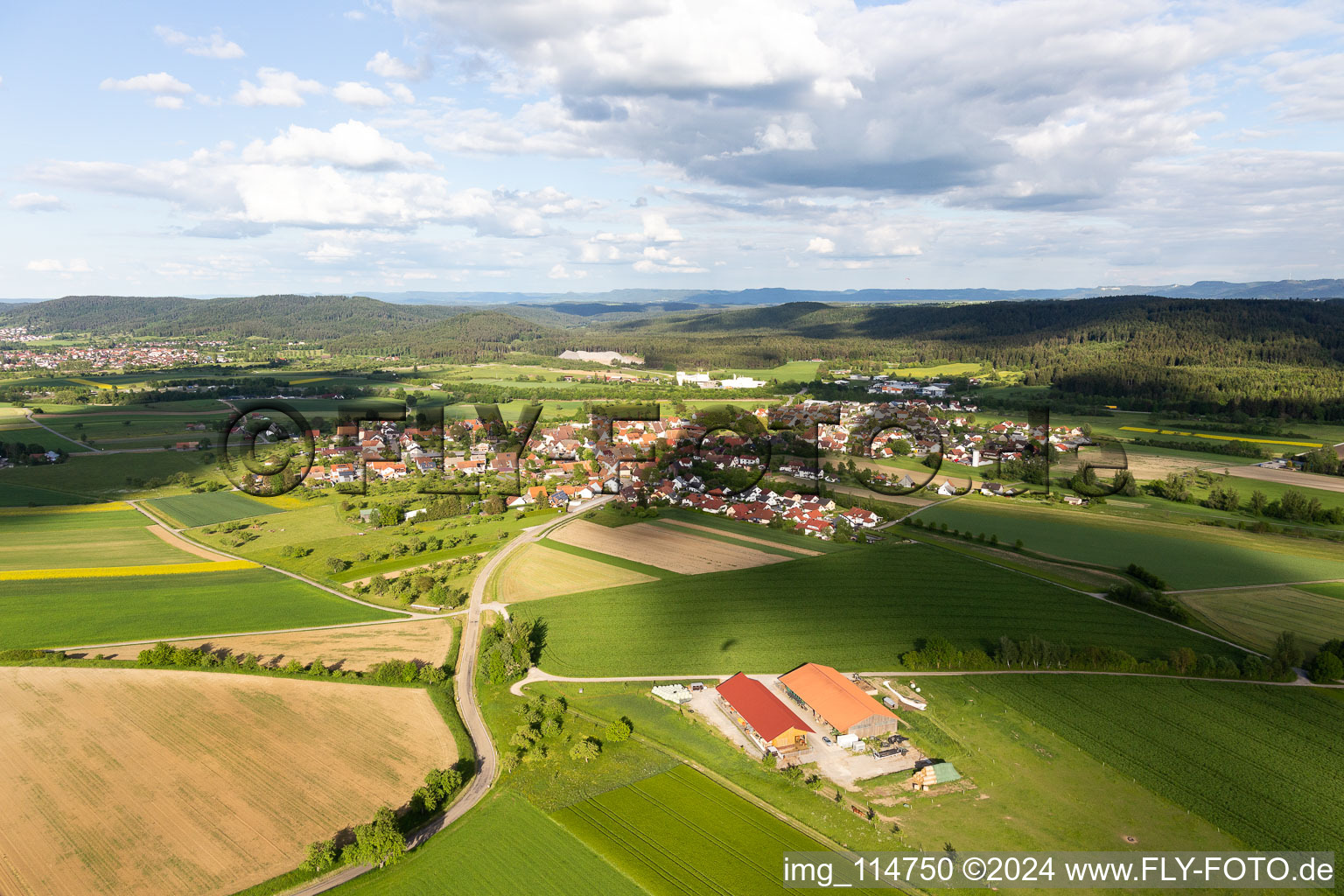 Aerial view of District Wittershausen in Vöhringen in the state Baden-Wuerttemberg, Germany