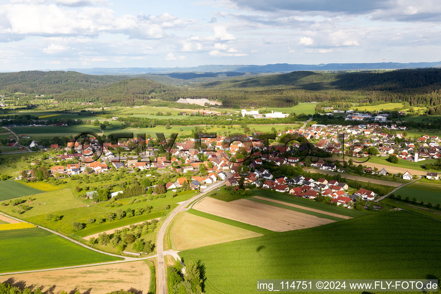 Aerial photograpy of District Wittershausen in Vöhringen in the state Baden-Wuerttemberg, Germany