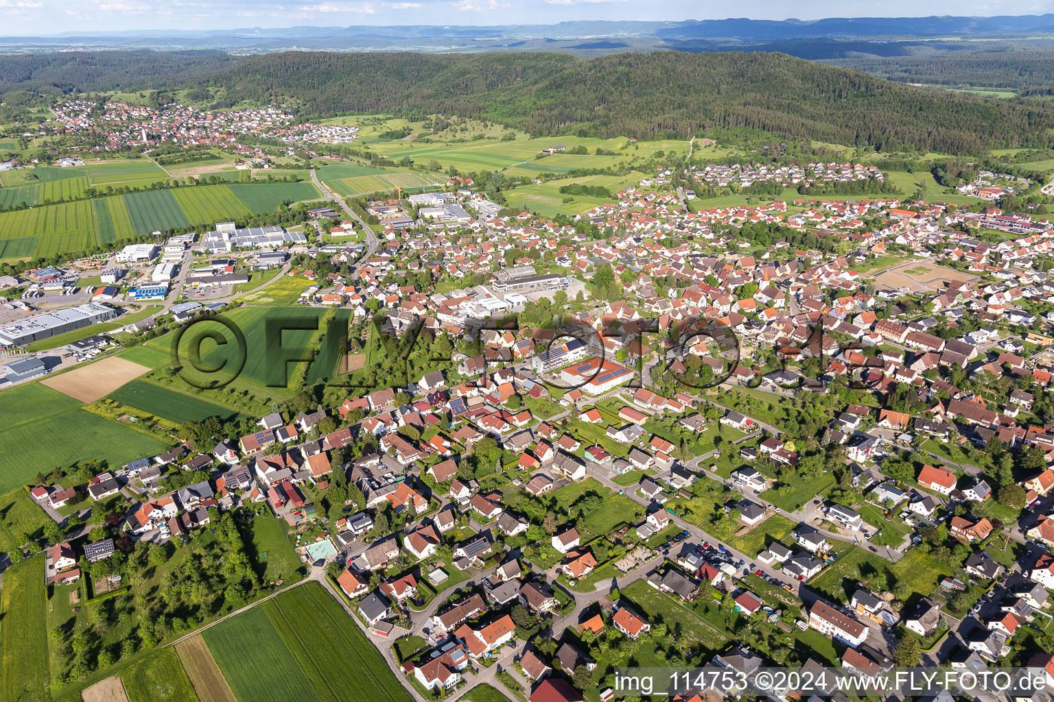 Oblique view of Vöhringen in the state Baden-Wuerttemberg, Germany