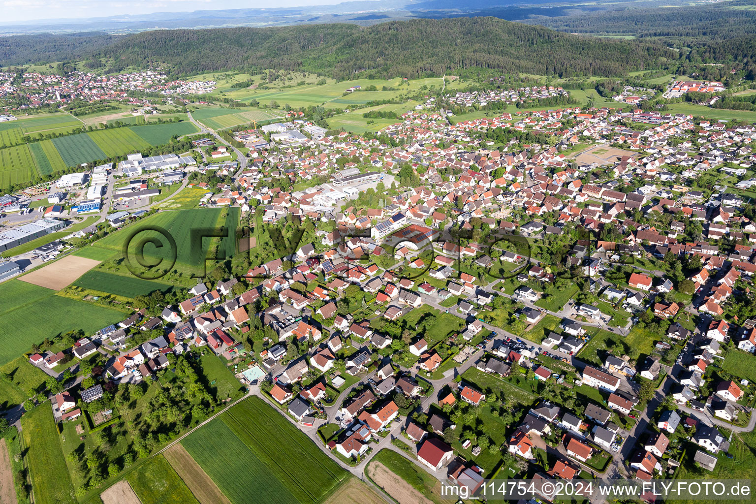 Vöhringen in the state Baden-Wuerttemberg, Germany from above