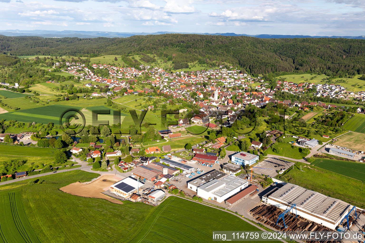 Aerial photograpy of District Bergfelden in Sulz am Neckar in the state Baden-Wuerttemberg, Germany