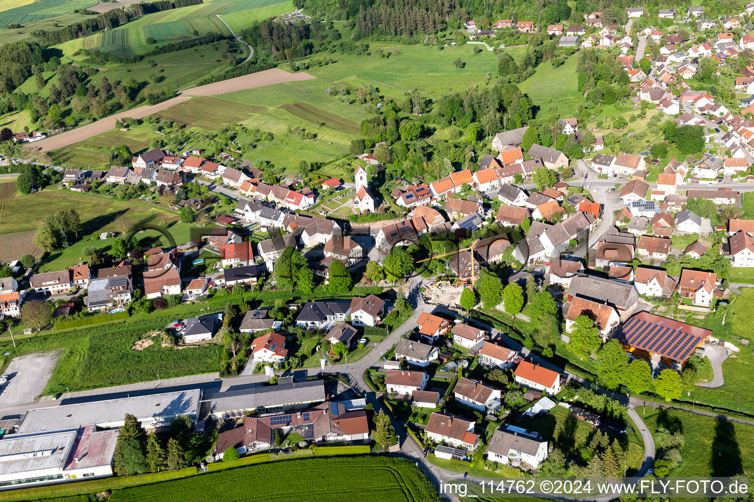 Aerial view of District Renfrizhausen in Sulz am Neckar in the state Baden-Wuerttemberg, Germany