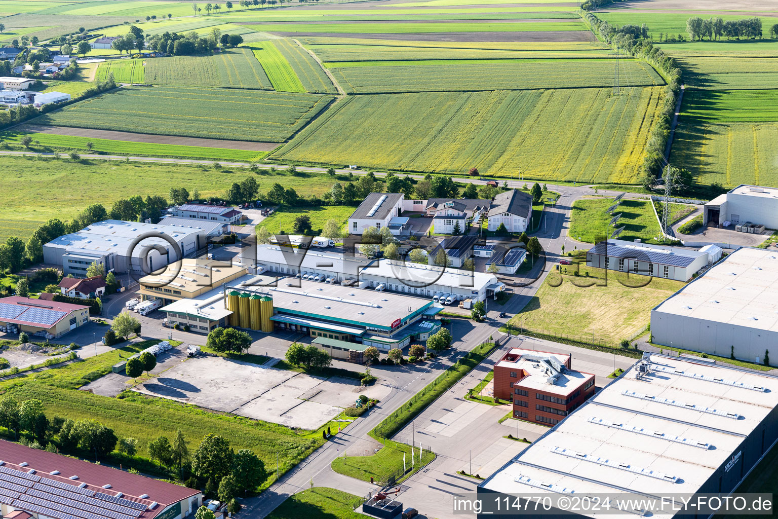 Industrial area Rudolf-Diesel-Straße with P. Brändle GmbH in Empfingen in the state Baden-Wuerttemberg, Germany