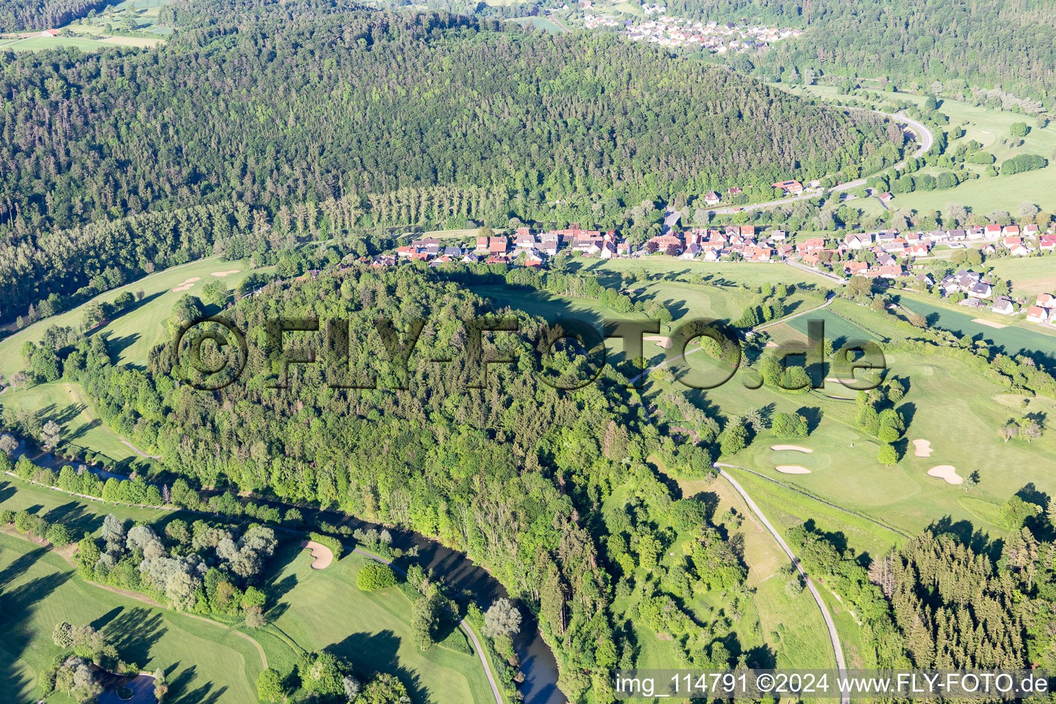 Aerial view of Hotel Schloss Weitenburg in the district Börstingen in Starzach in the state Baden-Wuerttemberg, Germany