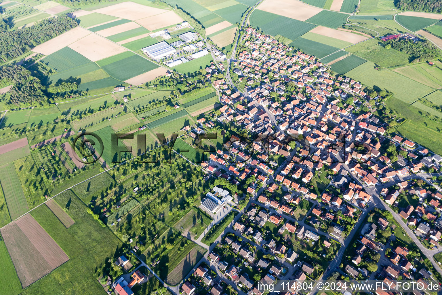 Aerial view of District Seebronn in Rottenburg am Neckar in the state Baden-Wuerttemberg, Germany