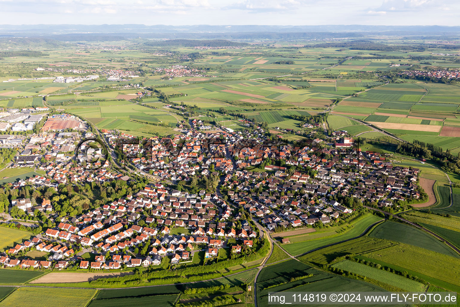 Town View of the streets and houses of the residential areas in Gueltstein in the state Baden-Wurttemberg, Germany