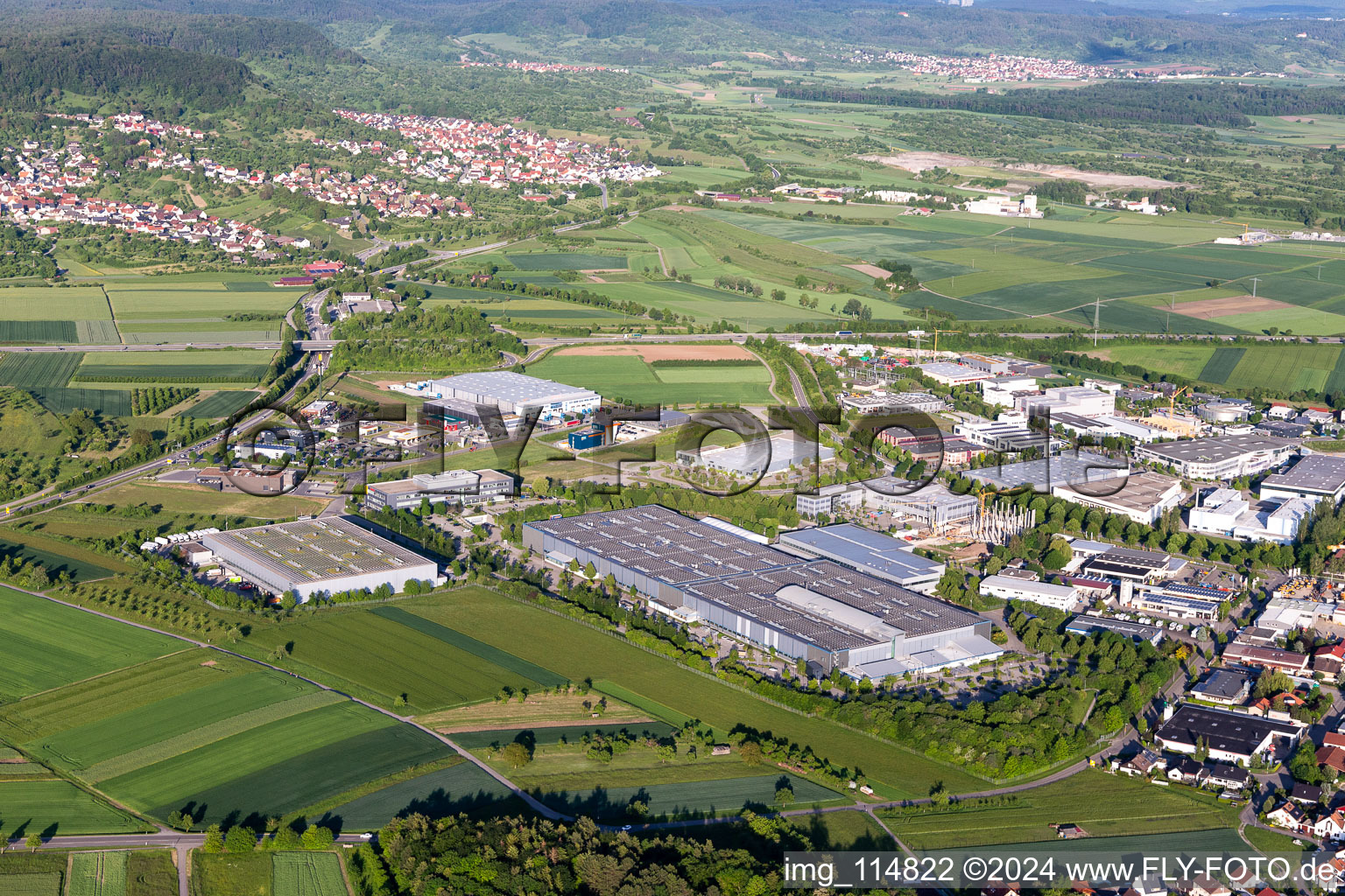 Industrial estate and company settlement with Wilhelm Geiger GmbH & Co. KG in the district Gueltstein in Gueltstein in the state Baden-Wurttemberg, Germany