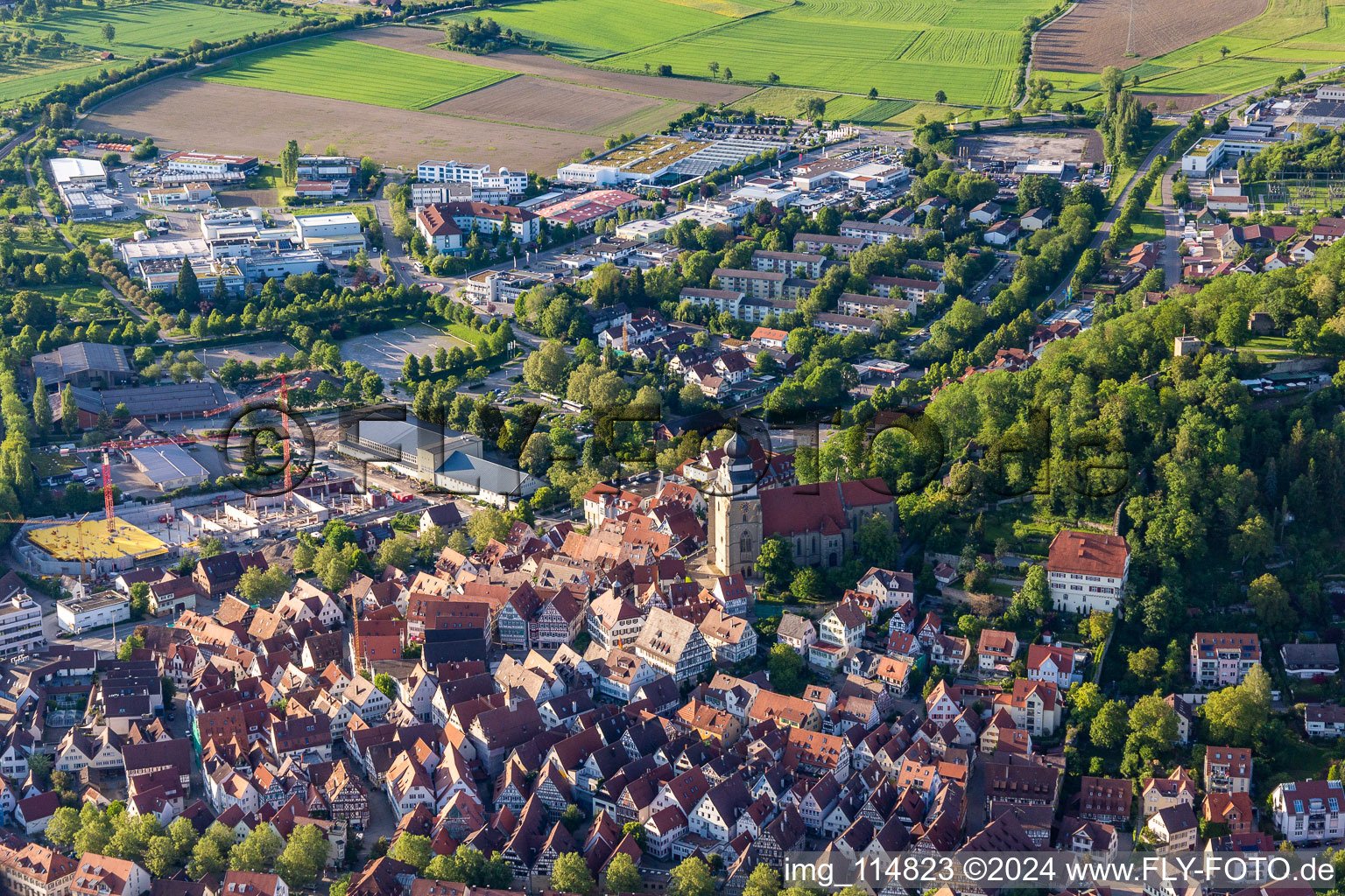 Old town from the south in Herrenberg in the state Baden-Wuerttemberg, Germany