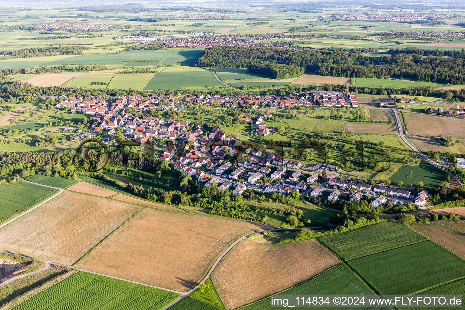 From the south in the district Haslach in Herrenberg in the state Baden-Wuerttemberg, Germany