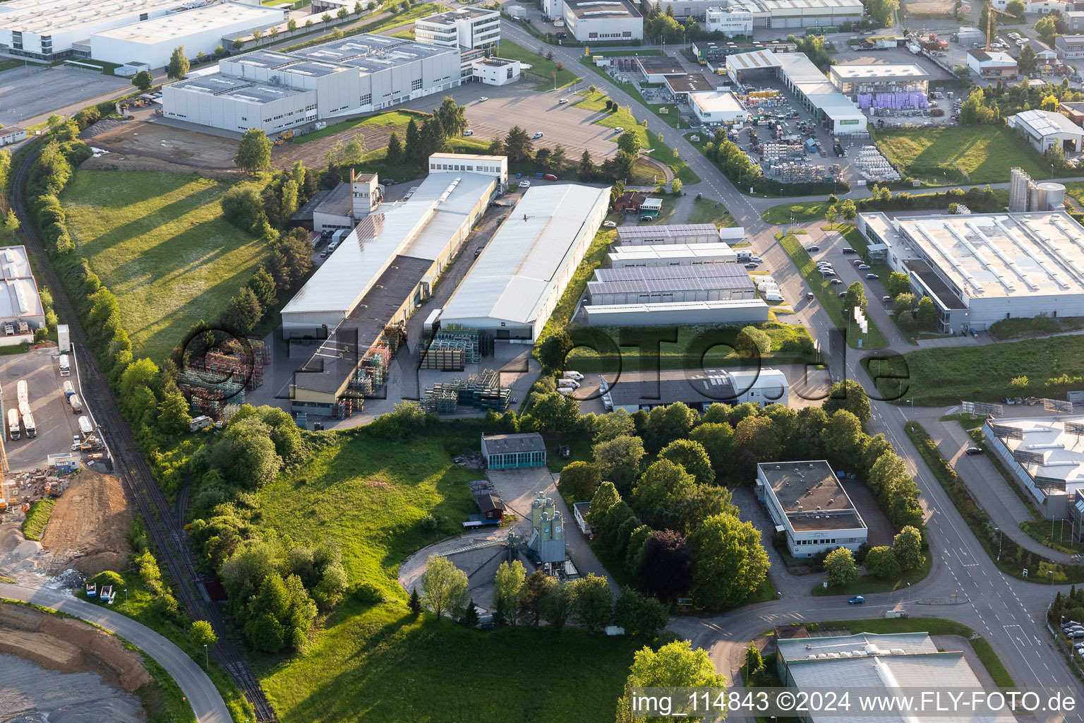 Aerial view of Industrial area Industriestrasse in Horb am Neckar in the state Baden-Wuerttemberg, Germany